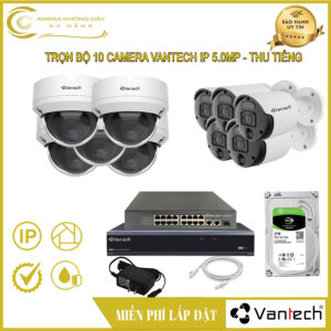 Trọn Bộ 10 Camera Vantech IP 5.0MP  - Thu Tiếng