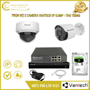 Trọn Bộ 2 Camera Vantech IP 5.0MP - Thu Tiếng