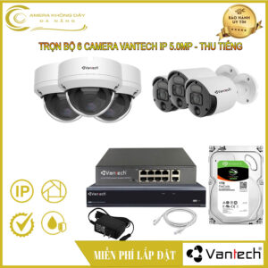 Trọn Bộ 6 Camera Vantech IP 5.0MP - Thu Tiếng