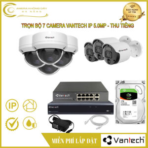 Trọn Bộ 7 Camera Vantech IP 5.0MP  - Thu Tiếng