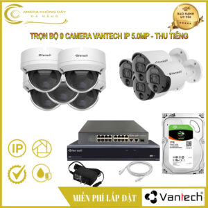 Trọn Bộ 9 Camera Vantech  IP 5.0MP  - Thu Tiếng
